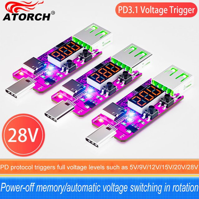 ATORCH PD3.1 28V USB-C Schnelllade-Spannungsmesser und Amperemeter Digitaldetektor zur Messung von Spannung und Stromstärke - Bild 1