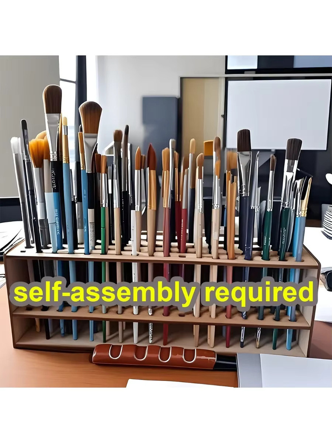 Holz Stift und Pinselhalter Organizer in Braun mit 67 bis 71 Löchern für Künstler und Studenten - Bild 5