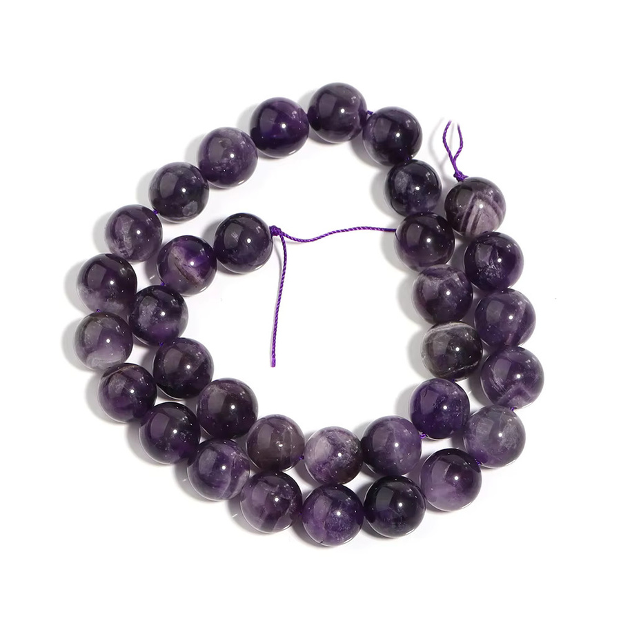lingsai Amethyst-Perlen, dunkelviolett, Unisex, 4-12 mm - Bild 3