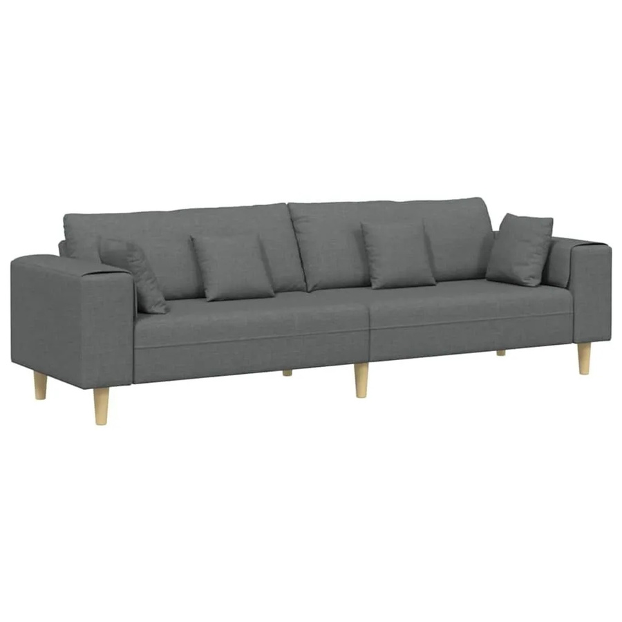 vidaXL Sofa mit Kissen in Dunkelgrau, modernes Polstersofa aus Stoff für dein Wohnzimmer, B/T/H: 250 x 77 x 76 cm - Bild 2