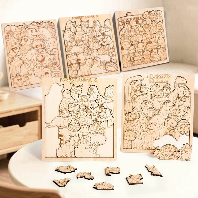 Tlewj Puzzle-Blockspielzeug, Holz, 4-teiliges Set - Bild 1