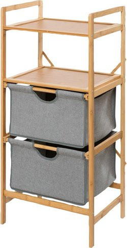 Wenko Standregal Bahari Wäscheregal aus Bambus mit 2 Körben, grau, B/T/H: 44 x 34 x 96 cm - Bild 1