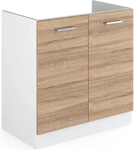 Vicco R-Line Spülenunterschrank Küchenunterschrank Sonoma Weiß B: 80 cm, T: 46 cm, H: 81,6 cm - Bild 1
