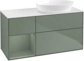 V&B Waschtischunterschrank Finion mit Wandbeleuchtung in Eiche lackiert, Breite: 120 cm, Tiefe: 50,1 cm, Höhe: 50,1 cm - Bild 1