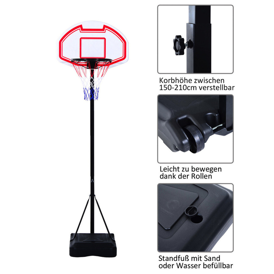 HOMCOM Basketballanlage höhenverstellbar rollbar schwarz - Bild 3