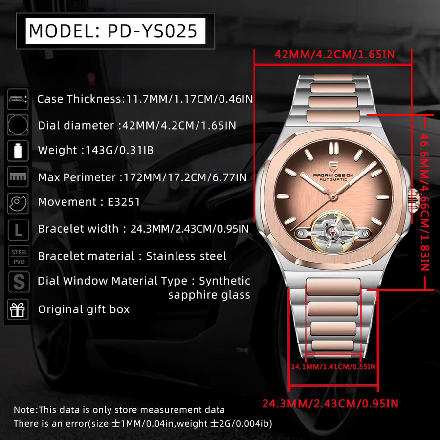 Pagani Design Armbanduhr Automatik, Edelstahl, Saphirglas, Herren - Bild 5