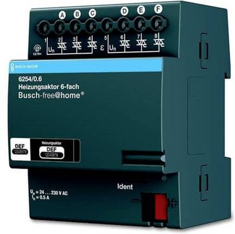 Busch-Jaeger Heizungsaktor sechsfach für Busch-free@home Typ 6254/0.6 REG 230 Volt in Grau - Bild 2