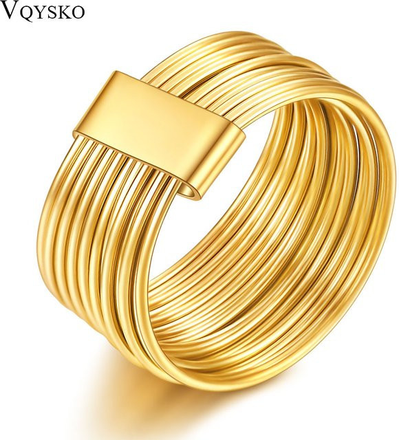 VQYSKO Ring, Edelstahl, Gold, Unisex, Hochzeit - Bild 1