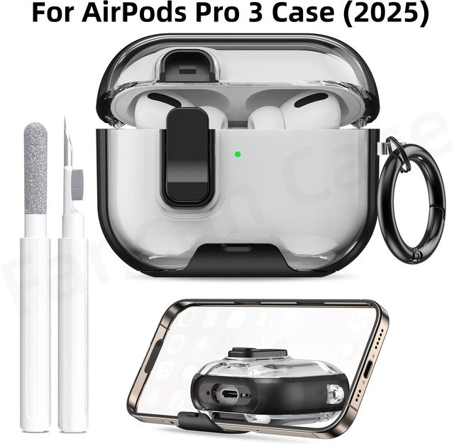 Fancan Schutzhülle für AirPods Pro 3 in Gold mit Telefonständer, Reinigungsset und Schlüsselanhänger - Bild 1