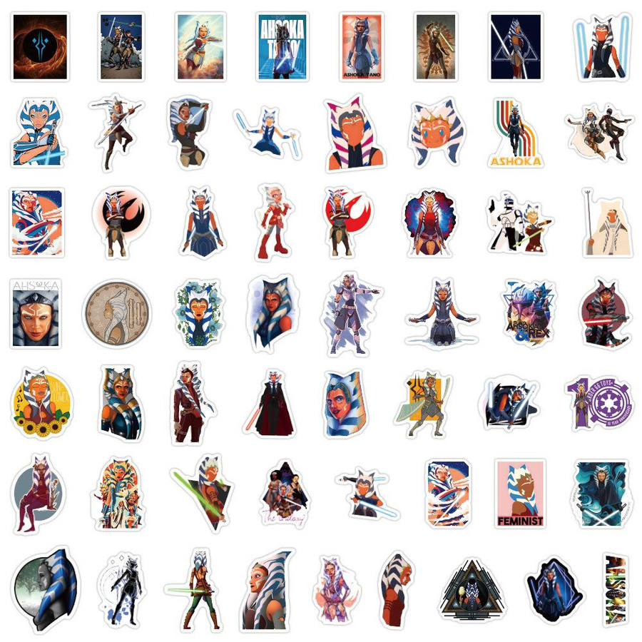 55 Ahsoka Doodle Cartoon Aufkleber in Multicolour zum Dekorieren von Koffern, Notizbüchern und Gitarren - Bild 3