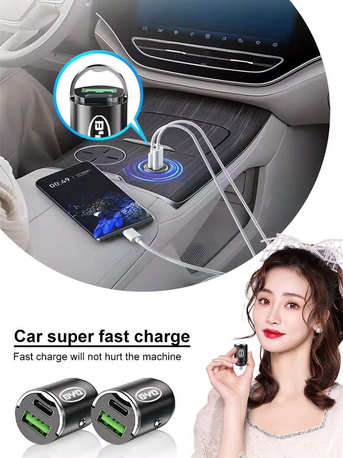 BYD Dual-Port Mini-USB-Autoladegerät 200W Schwarz für Zigarettenanzünder-Buchse - Bild 6