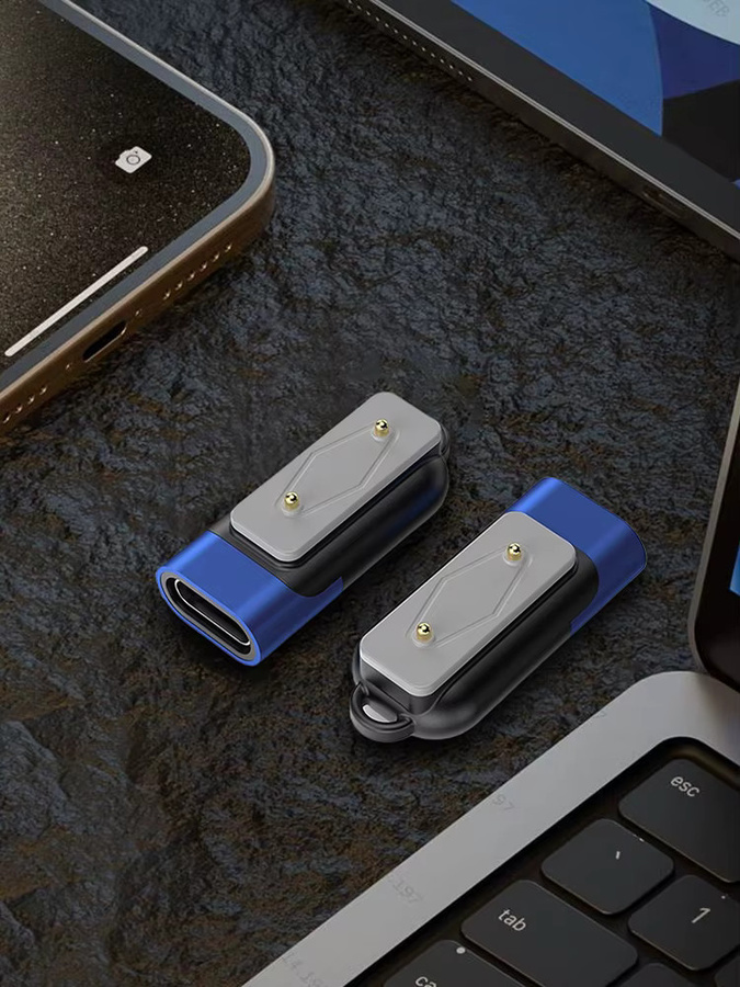 Samsung USB-C-Adapter für Samsung Galaxy Fit 3, magnetischer rechtwinkliger Ladekabel-Konverter in Blau - Bild 5