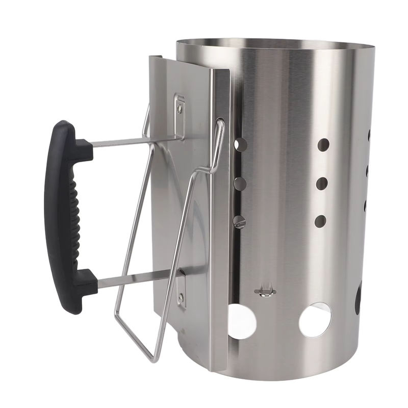 Fdit Kaminstarter aus Edelstahl in Silber für Holzkohle, tragbarer Grillstarter für Camping und Picknick - Bild 6