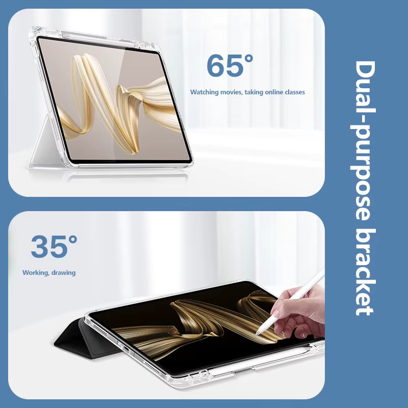 Transparente Acryl Schutzhülle für Huawei MatePad Pro 12,2 Air 2025, 12X SE, 11, 11,5 S Air oder PaperMatte Pro mit Stifthalter in Grau und Transparent - Bild 2