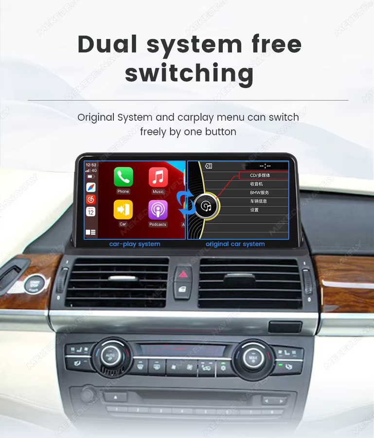 MEKEDE CarPlay Autoradio für BMW X5 E70 X6 E71 E72 (2007-2013) mit CCC CIC Unterstützung, 10,25 Zoll QLED Touchscreen, Android Auto Videoplayer, Schwarz - Bild 5