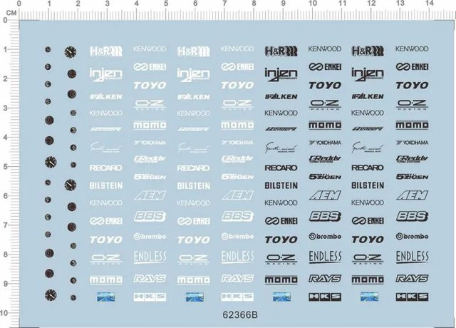 SHUAICHI Wasser Aufkleber, 1/24 Skala, Modell Auto Körper Seite Tür Reifen Logo Aufkleber Kit, 1-teiliges Set - Bild 1