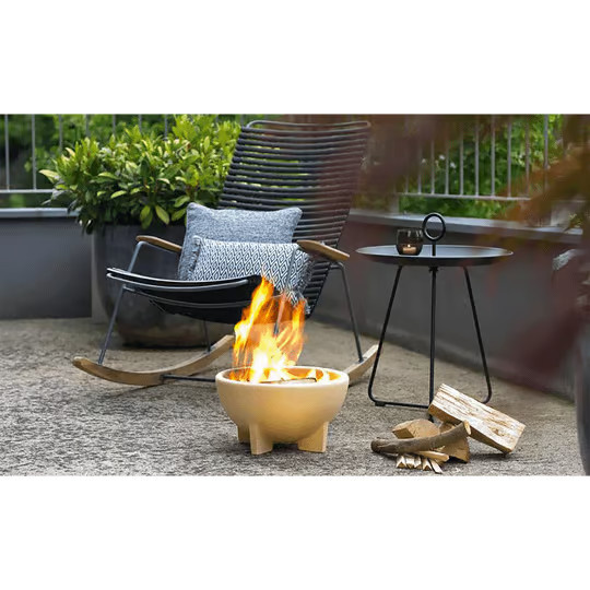 Denk Feuerschale und Grill aus Keramik in Beige - Bild 2