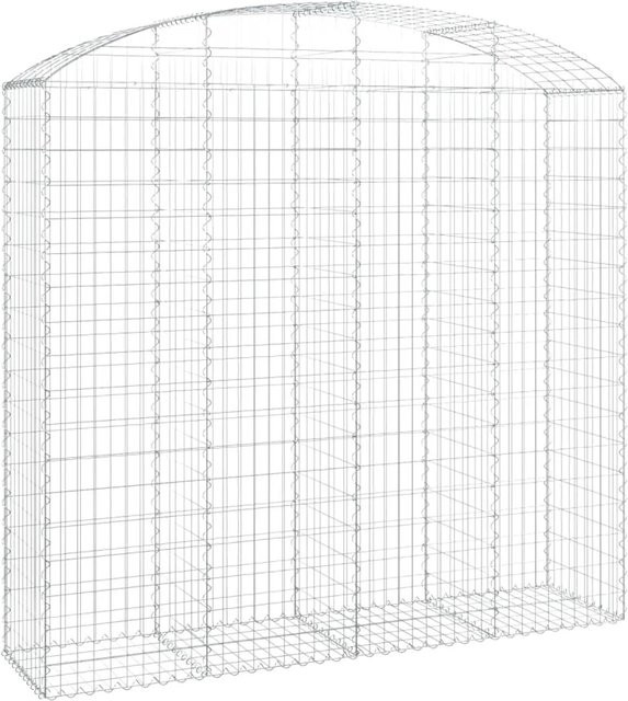 vidaXL Gabione mit Hochbogen aus verzinktem Eisen in Silber, B/T/H: 200 x 50 x 180/200 cm - Bild 1