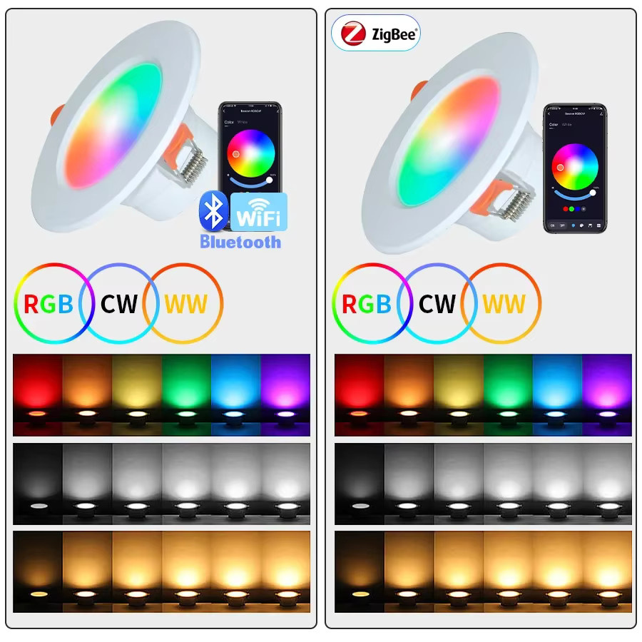 Tuya Smart WiFi Zigbee LED Downlight Weiß, rund, dimmbar, kompatibel mit Alexa und Google Home - Bild 3