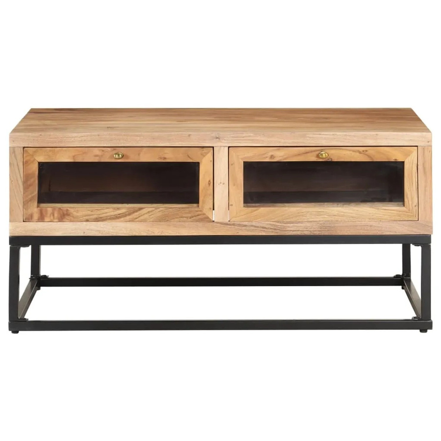 vidaXL Couchtisch aus Massivholz Akazie in Braun im Industrial Design B/T/H: 60 x 90 x 40 cm - Bild 2