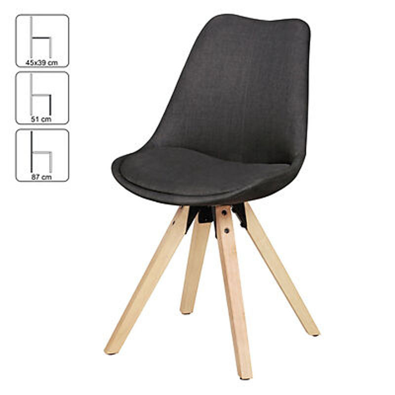 Wohnling 2er-Set Stühle im skandinavischen Design aus grauem Stoff und Hevea-Holz, B/H/T: 49 x 87 x 52 cm - Bild 5