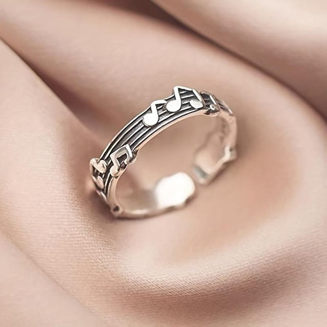Lucky Star Jewelry Musiknotenring, Kupfer, Silber, Zirkonia, Damen - Bild 1