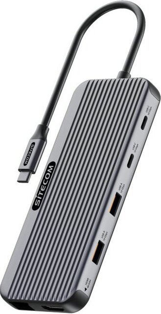 Sitecom 8 in 1 USB C Multiport Adapter Pro in Grau mit 2x HDMI und 100W PD - Bild 1