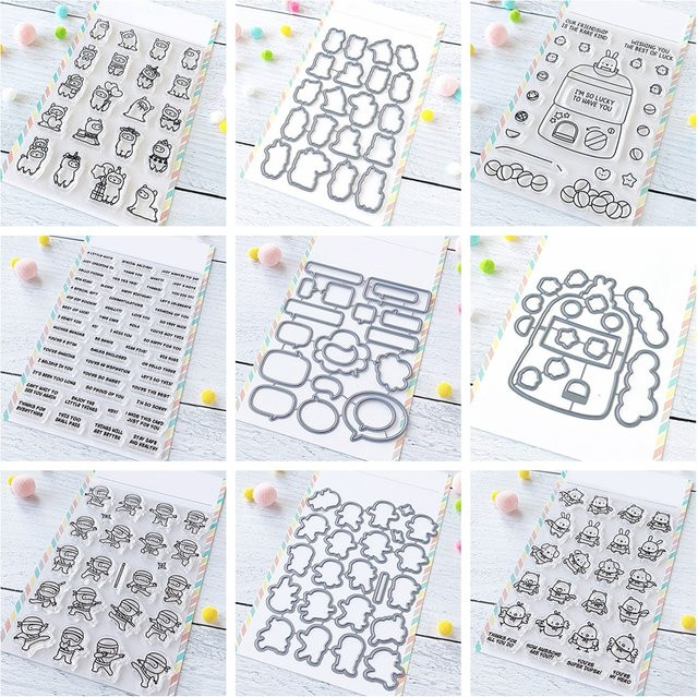 Lama Agenda Stempel und Stanzformen Set mit Comic-Sprüchen, transparente Stempel für Scrapbooking, Basteln und DIY-Dekoration - Bild 1