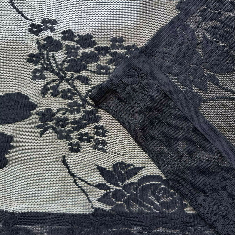 WPKIRA Spitzenvorhang Schmetterlingsdesign in Schwarz, transparentes Voile-Drape für Küche und Fenster, Höhe: 210 cm - Bild 5