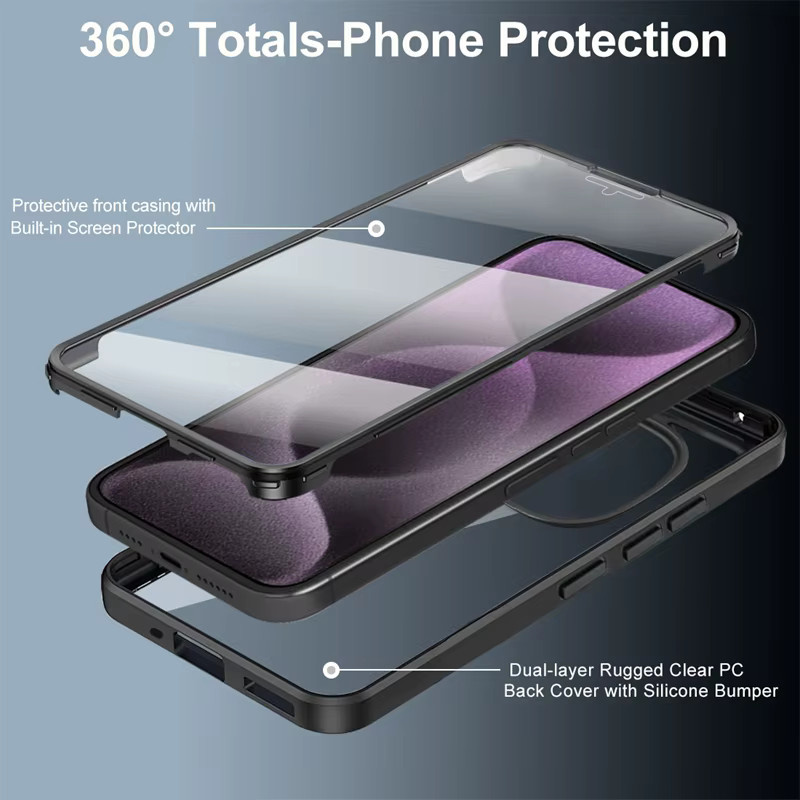 360-Ganzkörperschutzhülle für Xiaomi Redmi Note 15 14 13 12 Pro Plus Turbo 4 3 K70E POCO X7 X6 F7 Pro aus TPU+PC in Schwarz und Blau - Bild 2