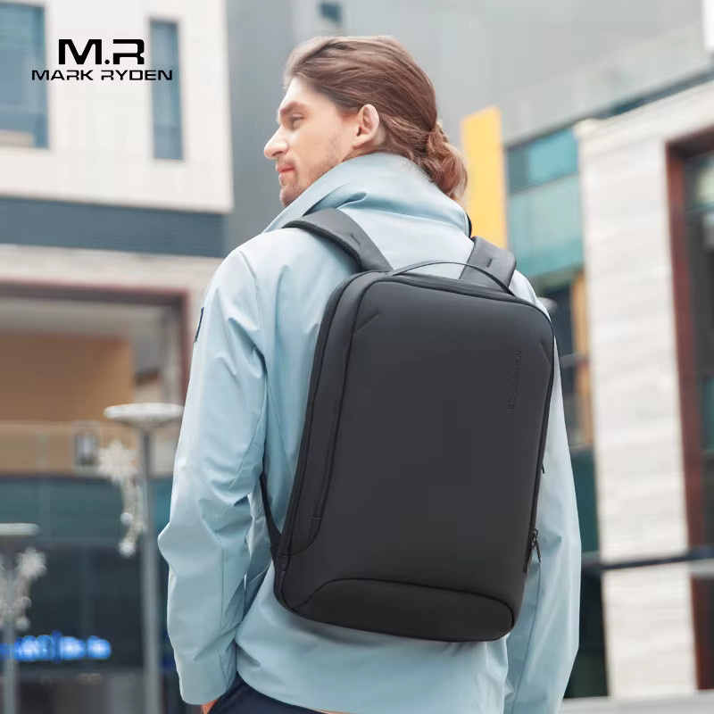 Mark Ryden Schlanker Business Laptop-Rucksack für Herren in Schwarz mit USB-C Anschluss und kratzfestem Material - Bild 2
