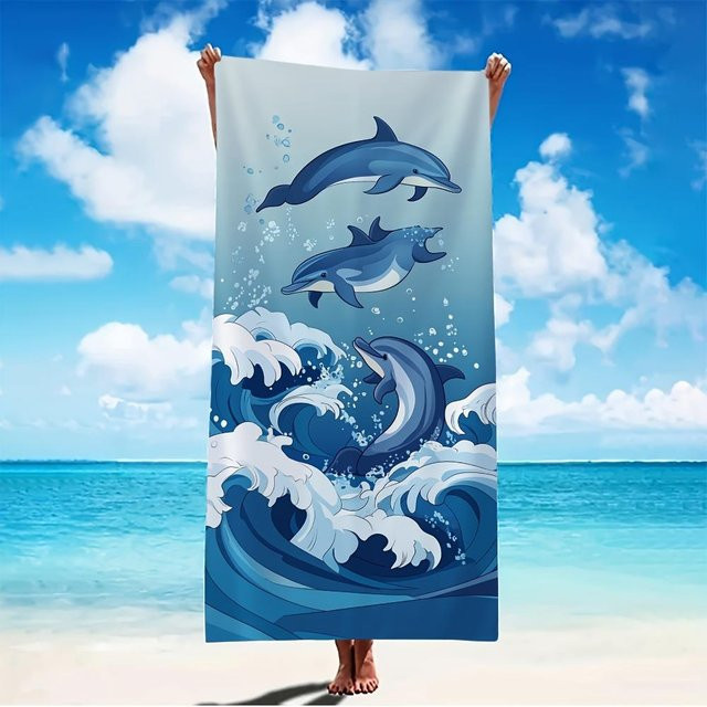 Delfin Strandtuch von JMG Household Supplies, Blau, B: 50 cm, L: 100 cm - Bild 1