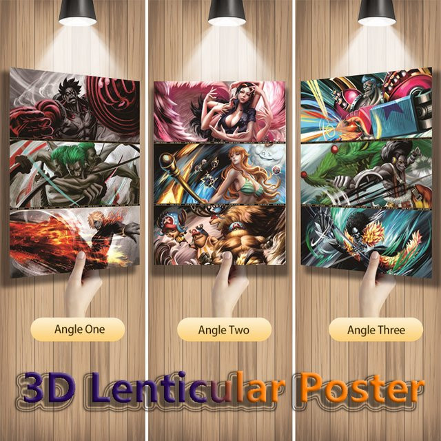 Bandai One Piece 3D Lentikular Poster Strohhut Piraten Wandkunst Multicolor ohne Rahmen - Bild 1