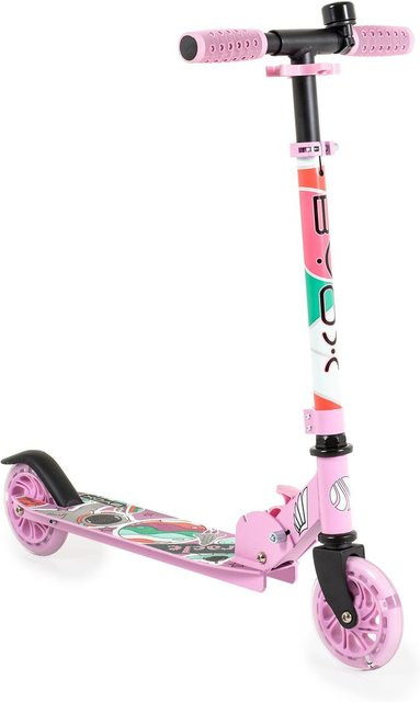 Byox Miracle Kinderroller, faltbar, LED-PU-Räder, ABEC-7, Klingel, Höhe einstellbar, rosa, ab 3 Jahre - Bild 1
