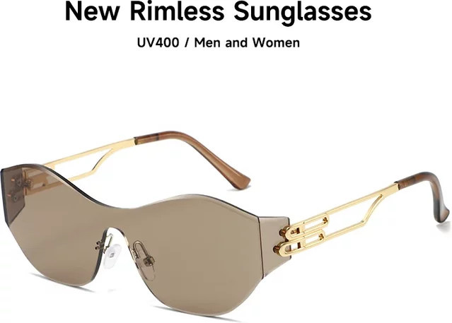 Blanche Michelle Sonnenbrille, randlos, Schmetterling, Metall, braun, Unisex - Bild 1