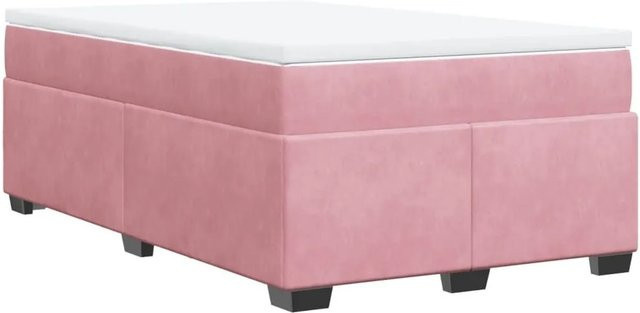 vidaXL Boxspringbett mit Matratze in Rosa, Hybrid-Design aus Samt, B/T: 120 x 190 cm - Bild 1
