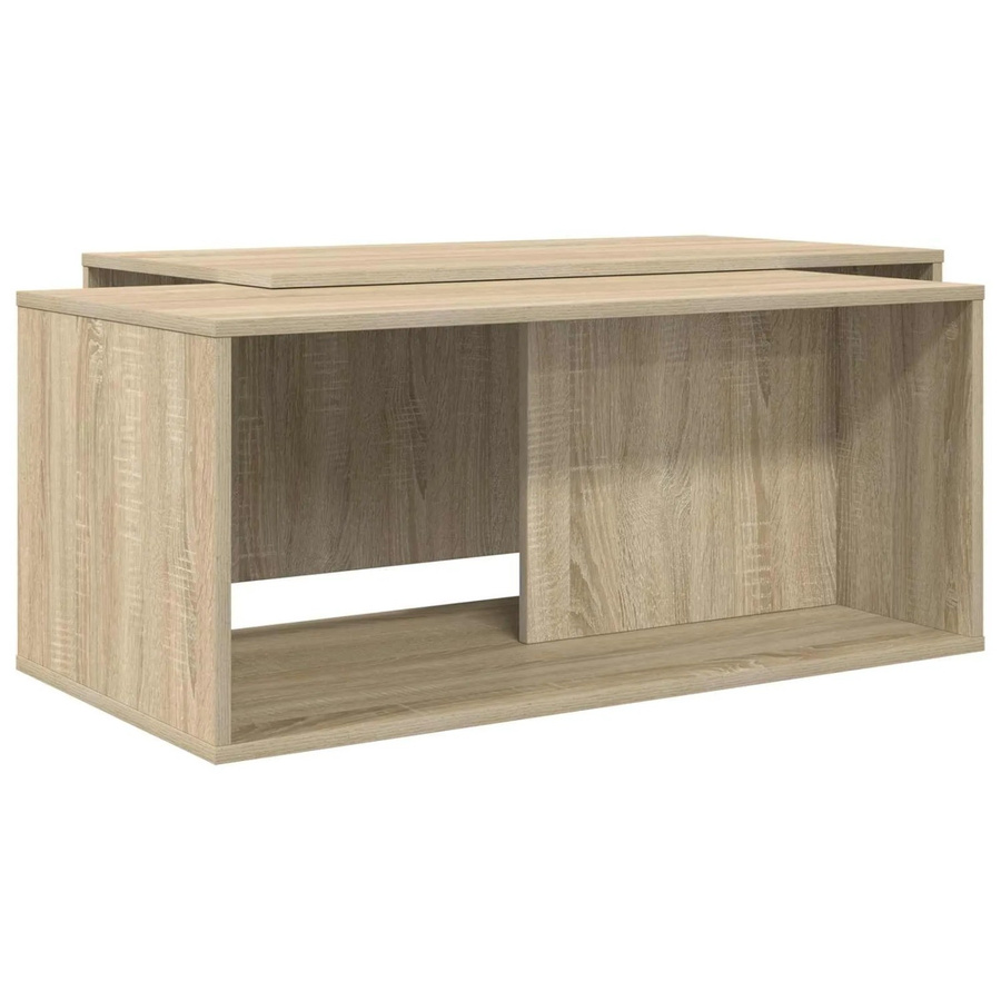 vidaXL Kaffeetisch Set 2-teilig Sonoma-Eiche modern aus Holzwerkstoff in Braun - Bild 2