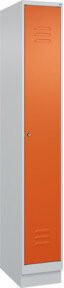 C+P Spind Classic PLUS Garderobenschrank mit Sockel, 1 Abteil, grau und orange, H x B x T: 195 x 30 x 50 cm - Bild 1