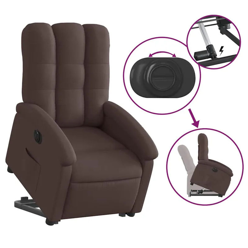 Vidaxl Elektrischer Massagesessel als Aufstehhilfe und Relaxsessel in Braun mit Stoffbezug - Bild 8