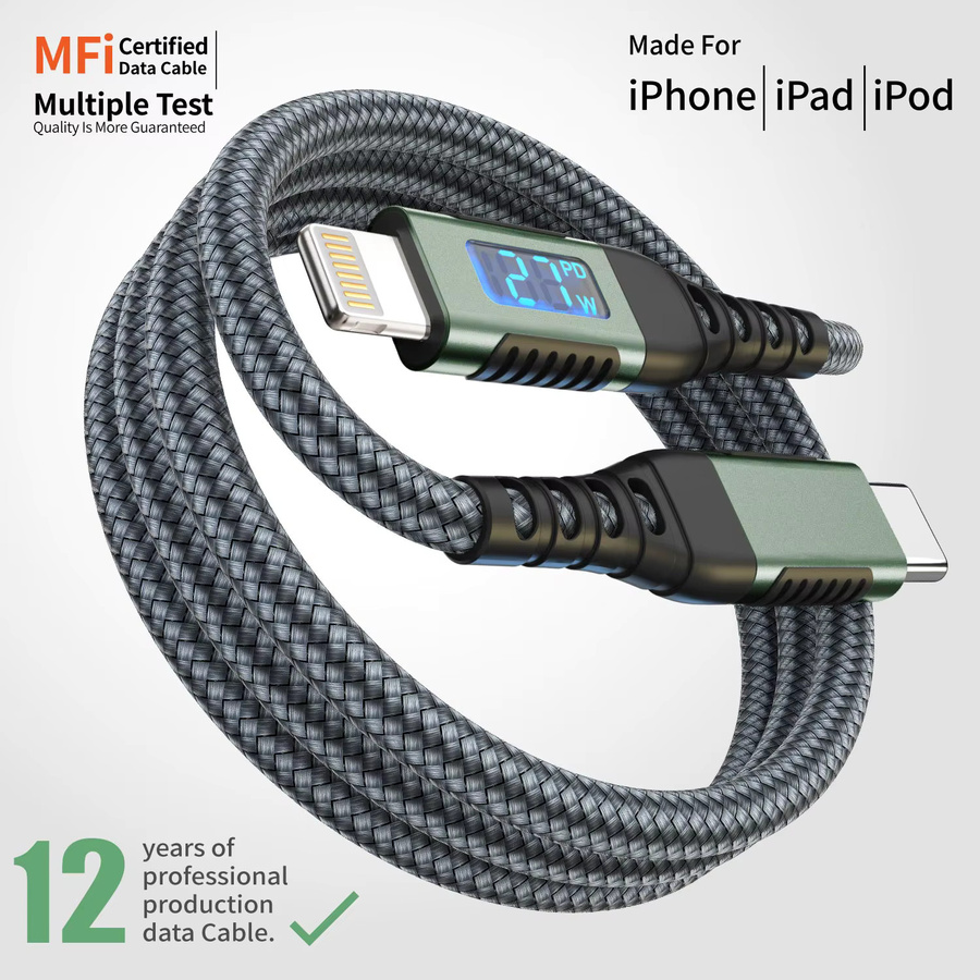LAIHONEN USB-C auf Lightning Kabel MFi-zertifiziert für iOS in Grün - Bild 4