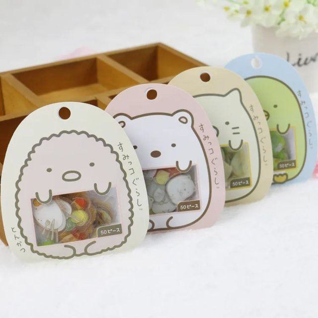 50 Stück Kawaii Cartoon-Tier PVC-Aufkleber in Multicolour und Lila für dein DIY-Album, Notizbuch oder Tagebuch - Bild 1