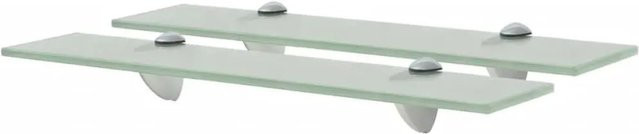 vidaXL Schweberegale aus gehärtetem Sicherheitsglas, 2er Set, transparent, B: 50 cm, T: 20 cm, Höhe: 0,8 cm - Bild 1