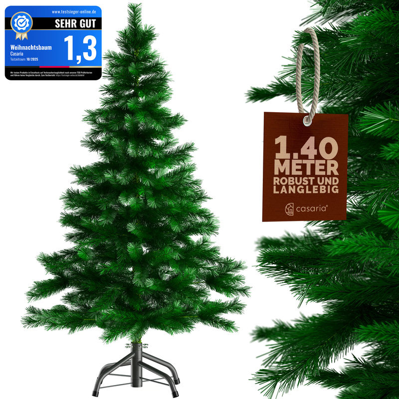 Casaria Künstlicher Weihnachtsbaum in Grün mit Metallständer, Höhe: 140 cm - Bild 2