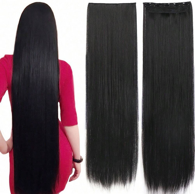 Synthetische Clip-in-Haarverlängerungen, gerade, schwarz, Damen - Bild 1