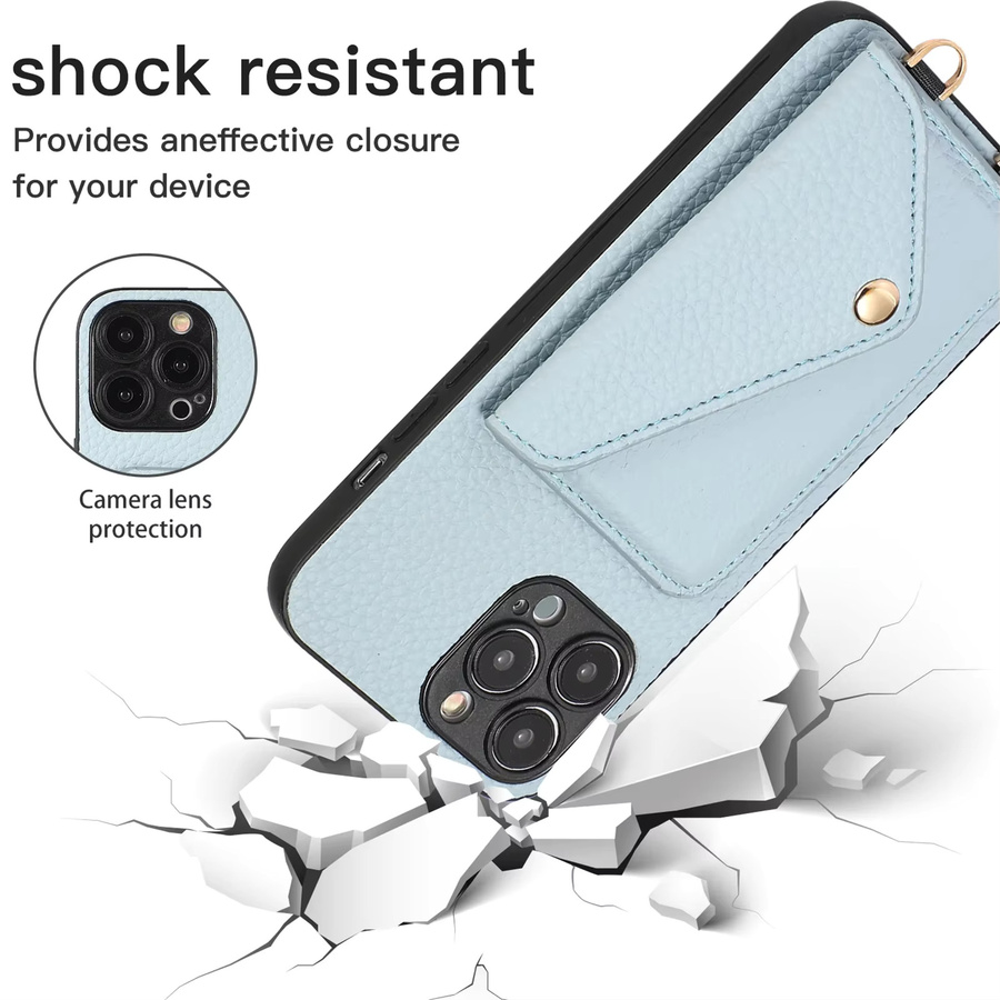 szHAIyu Umhängetasche mit Kartenhalter und Handyhülle für iPhone, Schwarz - Bild 2