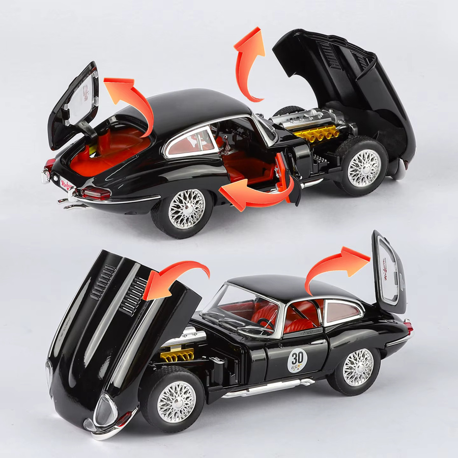 WELLY E-Type Retro Classic Sports Racing Car, Diecast Model Car, 1:24, Metall - Bild 2