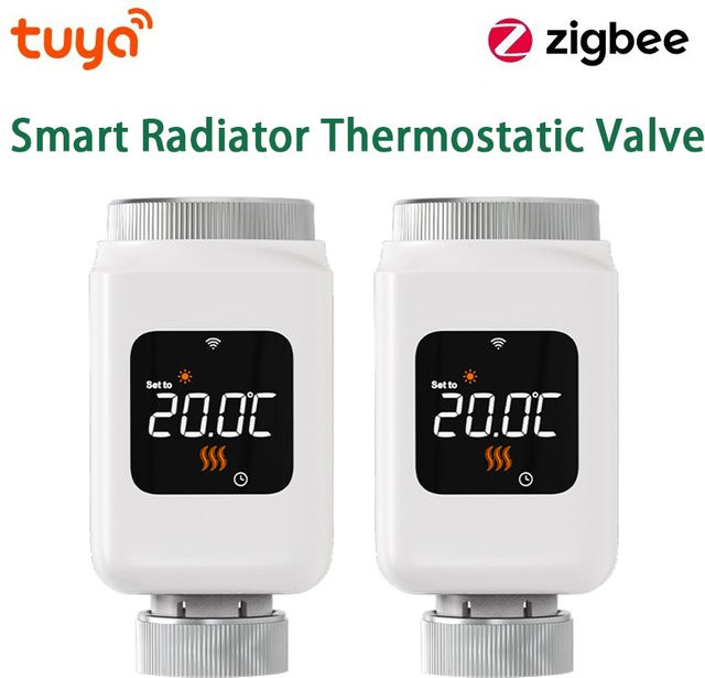 Tuya Zigbee Smart Thermostat Heizkörperventilantrieb mit App-Steuerung in Weiß für Smart Home Integration mit Alexa und Google Home Assistant - Bild 1