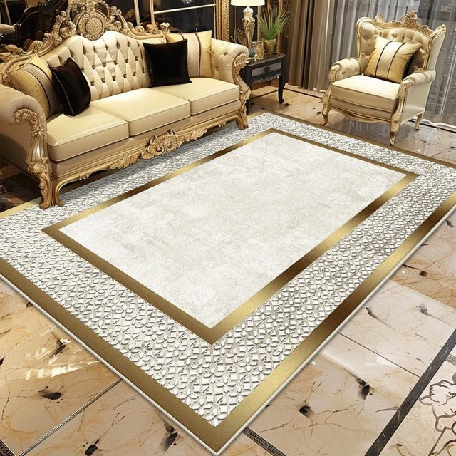 Karpetti Luxusteppich in Gold mit geometrischem Design, rutschfest und waschbar, B/T: 160 x 80 cm - Bild 1