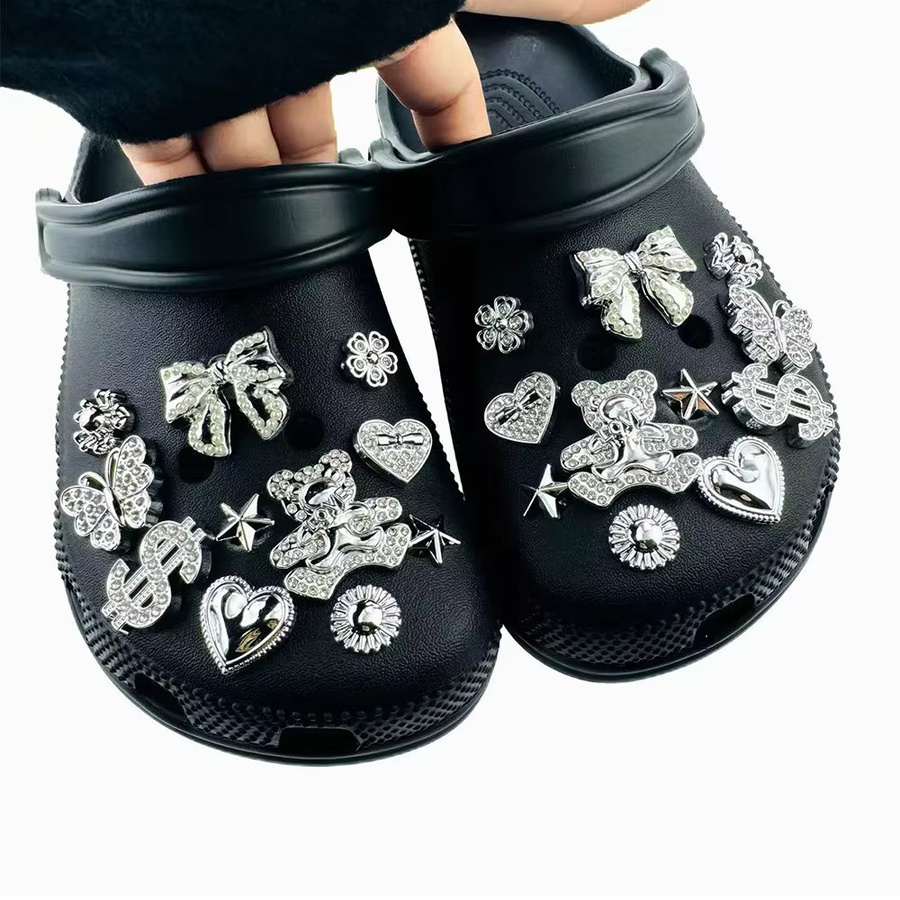 FHLDING Charms-Set, 22-teilig, Silber, Diamant, Bär, Schmetterling, Nieten, Unisex - Bild 4