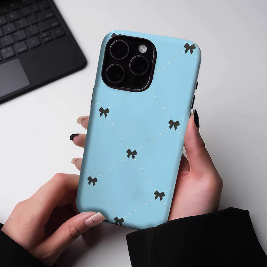 Robuste magnetische Handyhülle mit blau-schwarzer Schleife für Apple iPhone 17 16 15 14 13 Pro Max Plus - Bild 2
